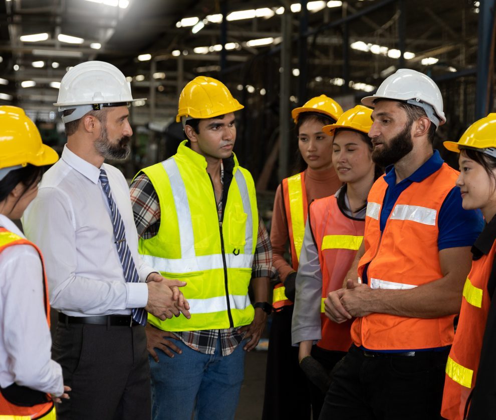 Team,Of,Factory,Workers,Or,Technicians,Celebrate,The,Success,Together.